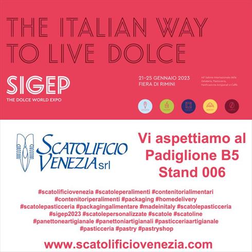 Vi aspettiamo al Sigep 2023 - 21-25 gennaio 2023 - Fiera di Rimini
