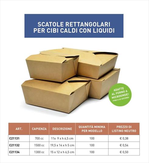 HOME DELIVERY - Scatole per il confezionamento di pasti e prodotti alimentari da asporto